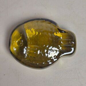 Handcrafted Yellow Glass Fish Paperweight 2"x2"